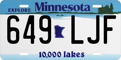 MN license plate 649LJF