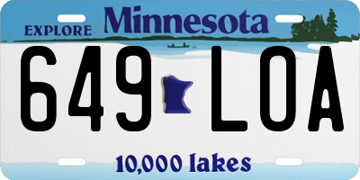 MN license plate 649LOA