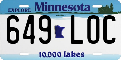 MN license plate 649LOC