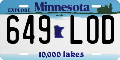 MN license plate 649LOD