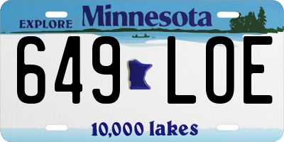 MN license plate 649LOE