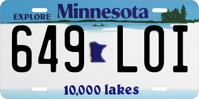 MN license plate 649LOI