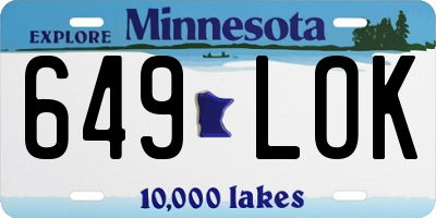 MN license plate 649LOK