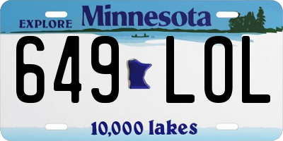MN license plate 649LOL