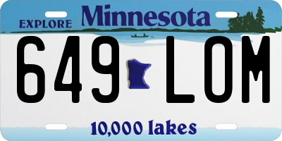 MN license plate 649LOM