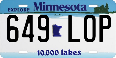 MN license plate 649LOP