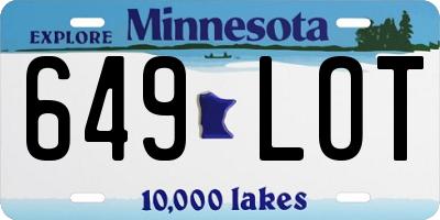 MN license plate 649LOT