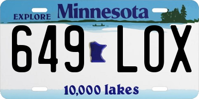 MN license plate 649LOX