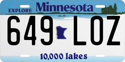 MN license plate 649LOZ
