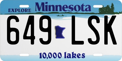 MN license plate 649LSK