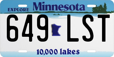 MN license plate 649LST