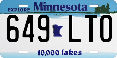 MN license plate 649LTO