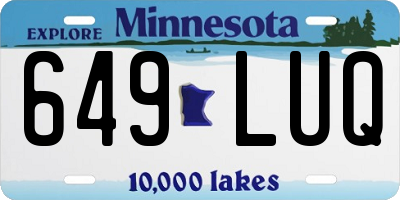 MN license plate 649LUQ