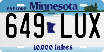 MN license plate 649LUX