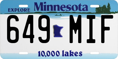 MN license plate 649MIF