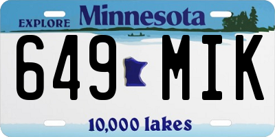 MN license plate 649MIK