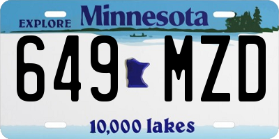 MN license plate 649MZD