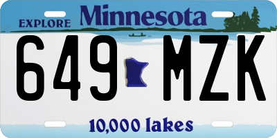 MN license plate 649MZK