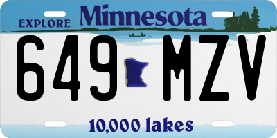 MN license plate 649MZV