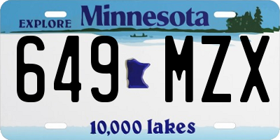MN license plate 649MZX