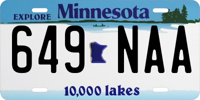 MN license plate 649NAA