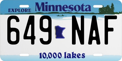 MN license plate 649NAF