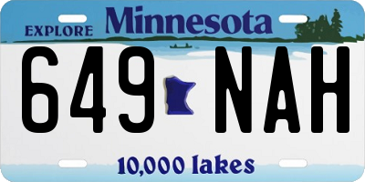MN license plate 649NAH