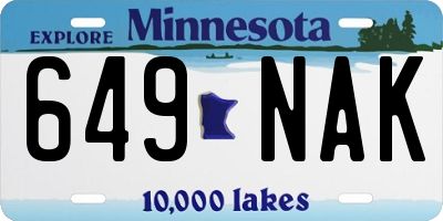 MN license plate 649NAK