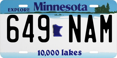 MN license plate 649NAM