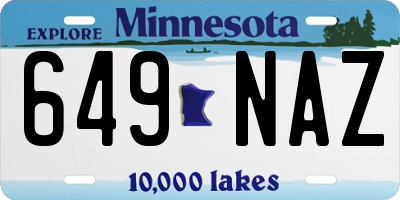 MN license plate 649NAZ