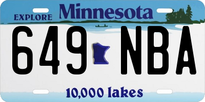 MN license plate 649NBA