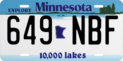 MN license plate 649NBF