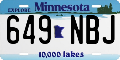 MN license plate 649NBJ