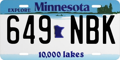 MN license plate 649NBK