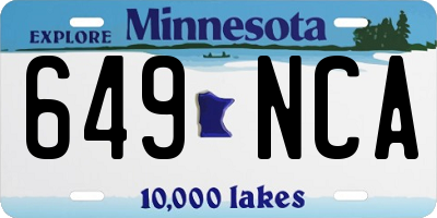 MN license plate 649NCA