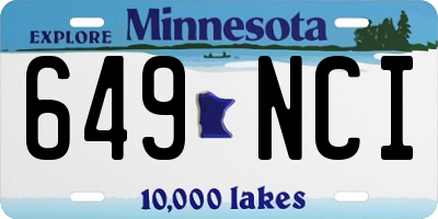 MN license plate 649NCI