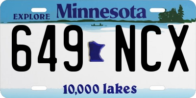 MN license plate 649NCX