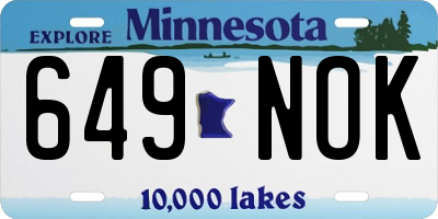 MN license plate 649NOK