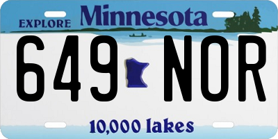 MN license plate 649NOR