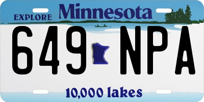MN license plate 649NPA