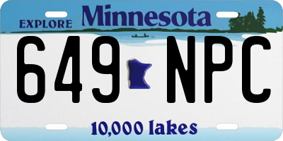 MN license plate 649NPC