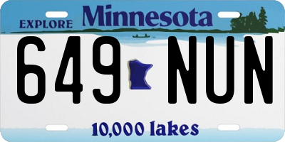 MN license plate 649NUN