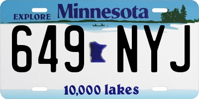 MN license plate 649NYJ