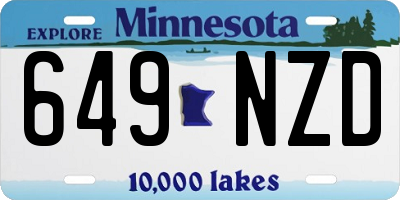 MN license plate 649NZD