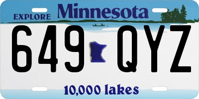 MN license plate 649QYZ