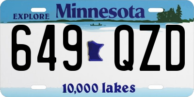 MN license plate 649QZD
