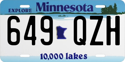 MN license plate 649QZH