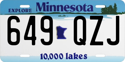 MN license plate 649QZJ