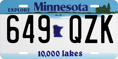 MN license plate 649QZK