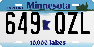 MN license plate 649QZL